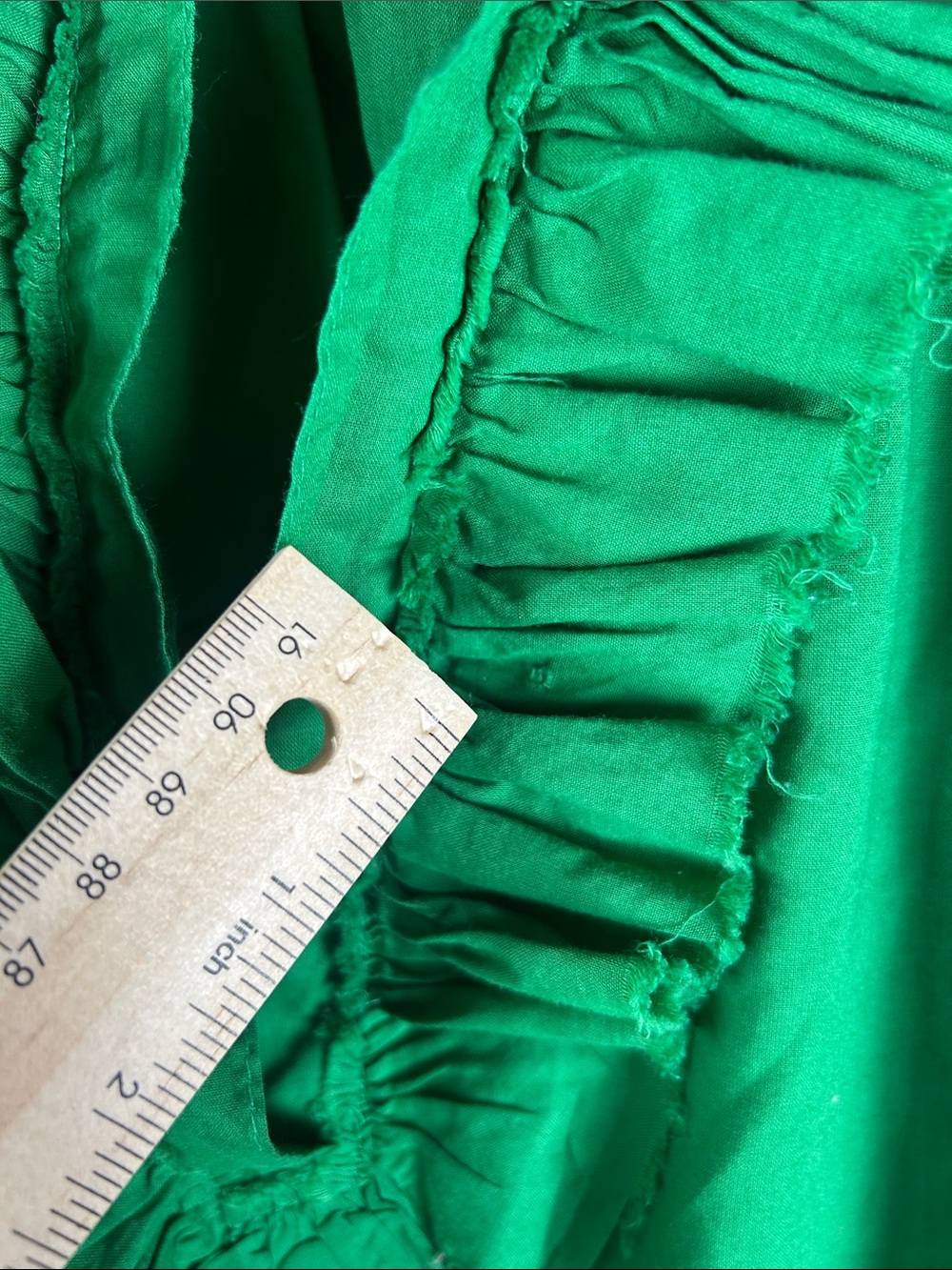 A Shirt Thing Relaxed Flowy Style Frayed Ruffles Green Cotton Top Size S - Picture 8 of 15